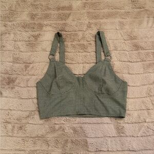 Houndstooth Bustier Crop Top with Straps